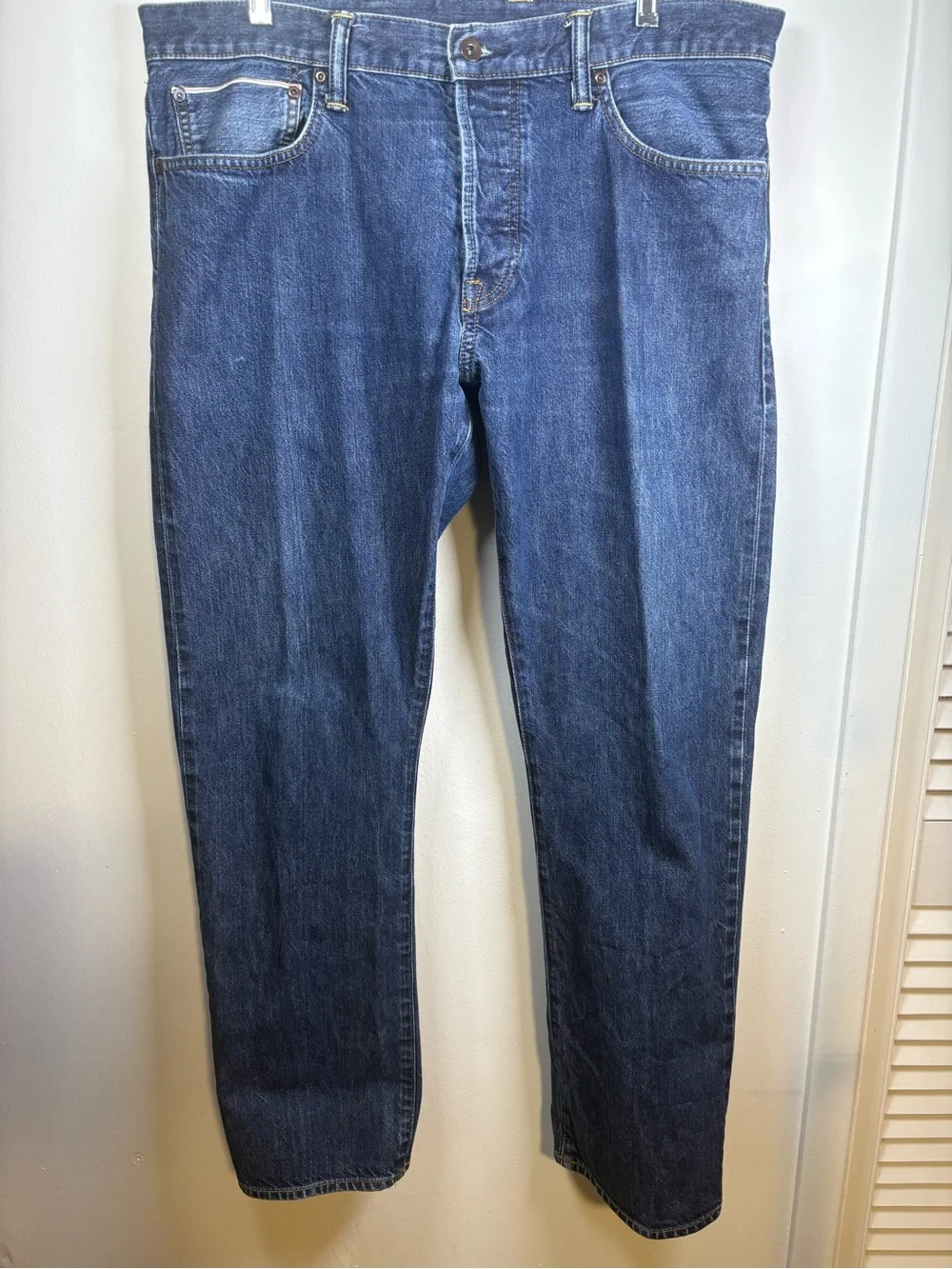Men's Straight-Leg Jeans in Dark Blue Denim